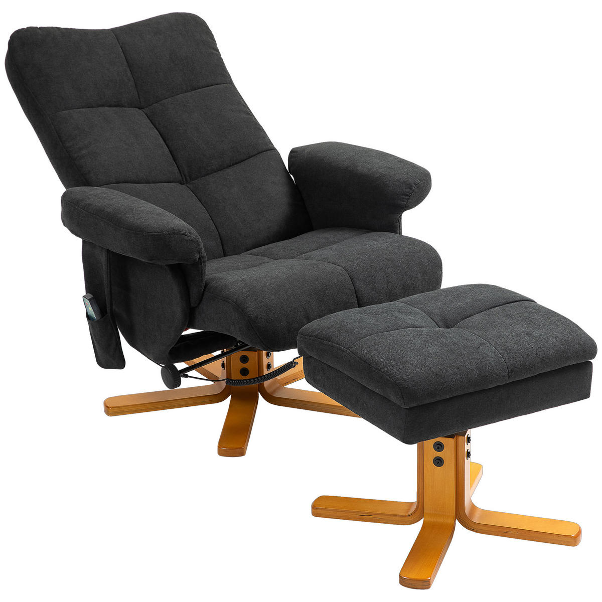MASSAGESESSEL DE-06402 360° drehbar, 10 Massagepunkte, 145° neigbar Schwarz - Schwarz, Textil/Metall (86/99/80cm) - ComfortXL