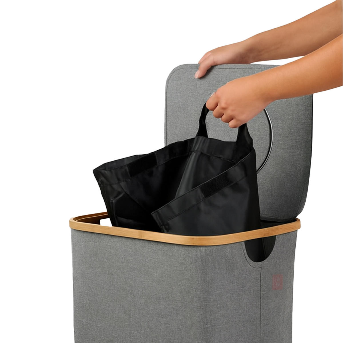 PFANDFLASCHEN-SAMMELBEHÄLTER - Grau, Holz/Textil (42/70/34cm) - Relaxdays