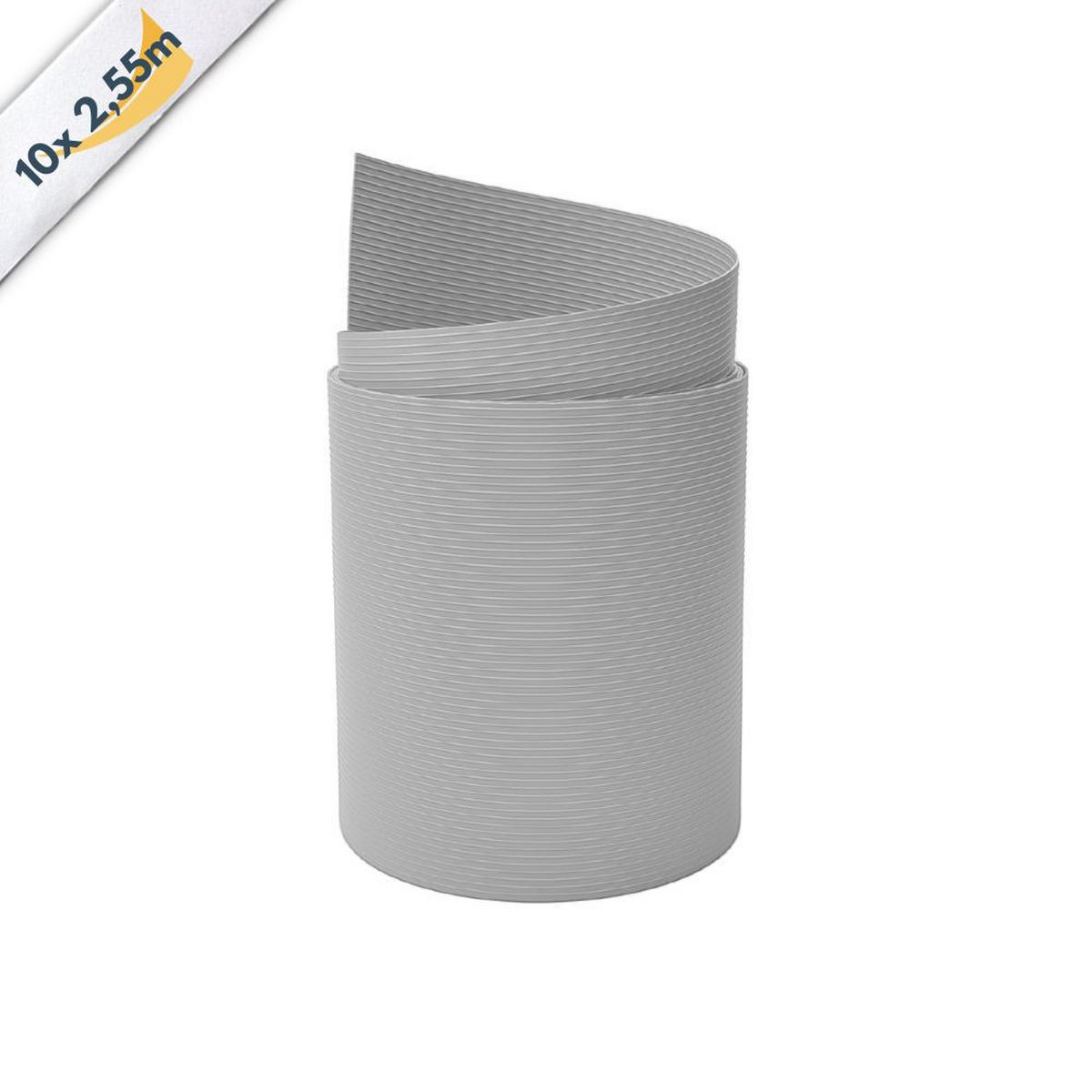 SICHTSCHUTZSTREIFEN Rille 10x Einzelstreifen 2,55m Sichtschutz Lichtgrau, 10 x 2,55m - Hellgrau, Kunststoff (2550/19cm) - ZAUN|ZU
