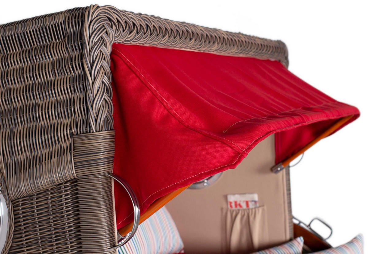 STRANDKORB 2-Sitzer Düne Mahagoni - Rot/Braun, Holz/Metall (125/170/80cm) - Mr. Deko