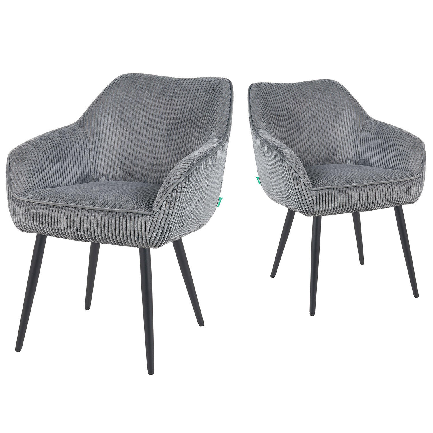 ESSZIMMERSTUHL Mika-Bela - Schwarz/Grau, Textil/Metall (60/82/61cm) - DUBI Möbel
