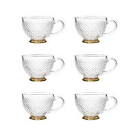 TASSE Barrel mit Goldfuß 0,36 l 6er-Set - Transparent, Glas (0.36L) - Homla