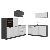 KUCHYNKA R-Line, Biely vidiecky dom/antracitová, 220 cm Goldkraft tammi työtaso - biela/antracitová, kompozitné drevo (220/143/60cm) - Vicco