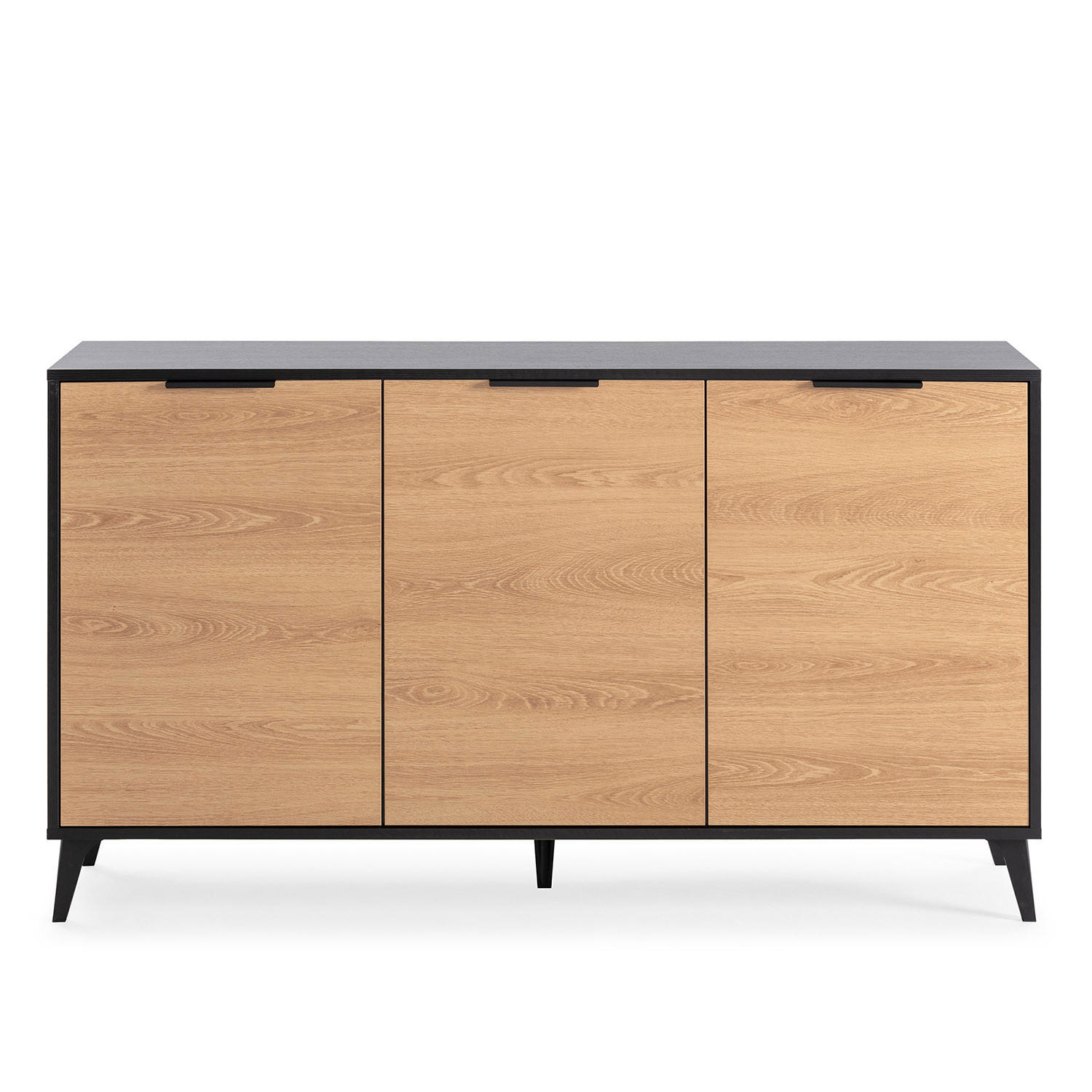 SIDEBOARD Kalma 3 Türen Schwarz/Eiche - Schwarz, Holzwerkstoff (136/76/40cm)