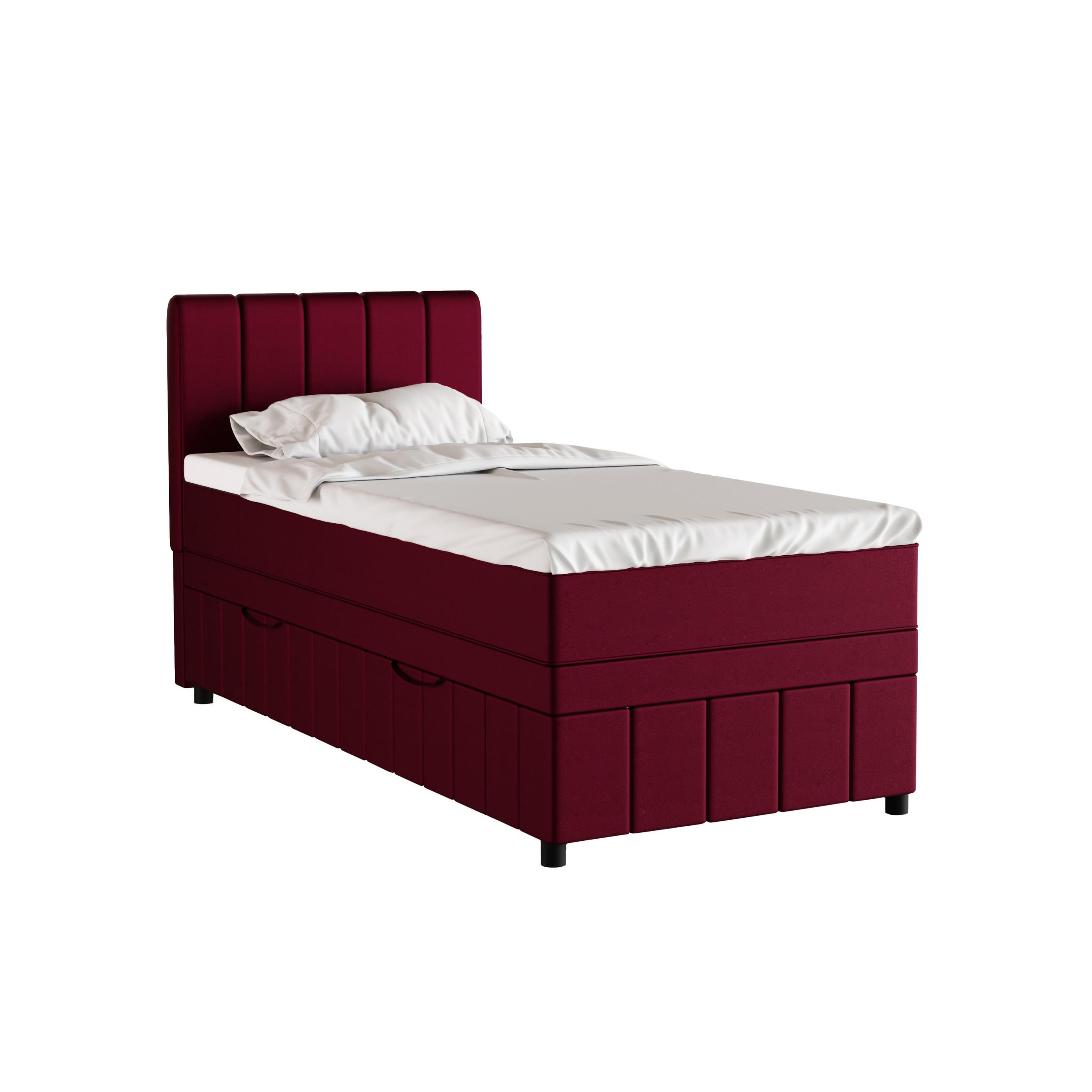 BOXBETT AVALON 90 x 200 cm mit Bettkasten und Topper - Rot - Rot, Holz - Panda Möbel