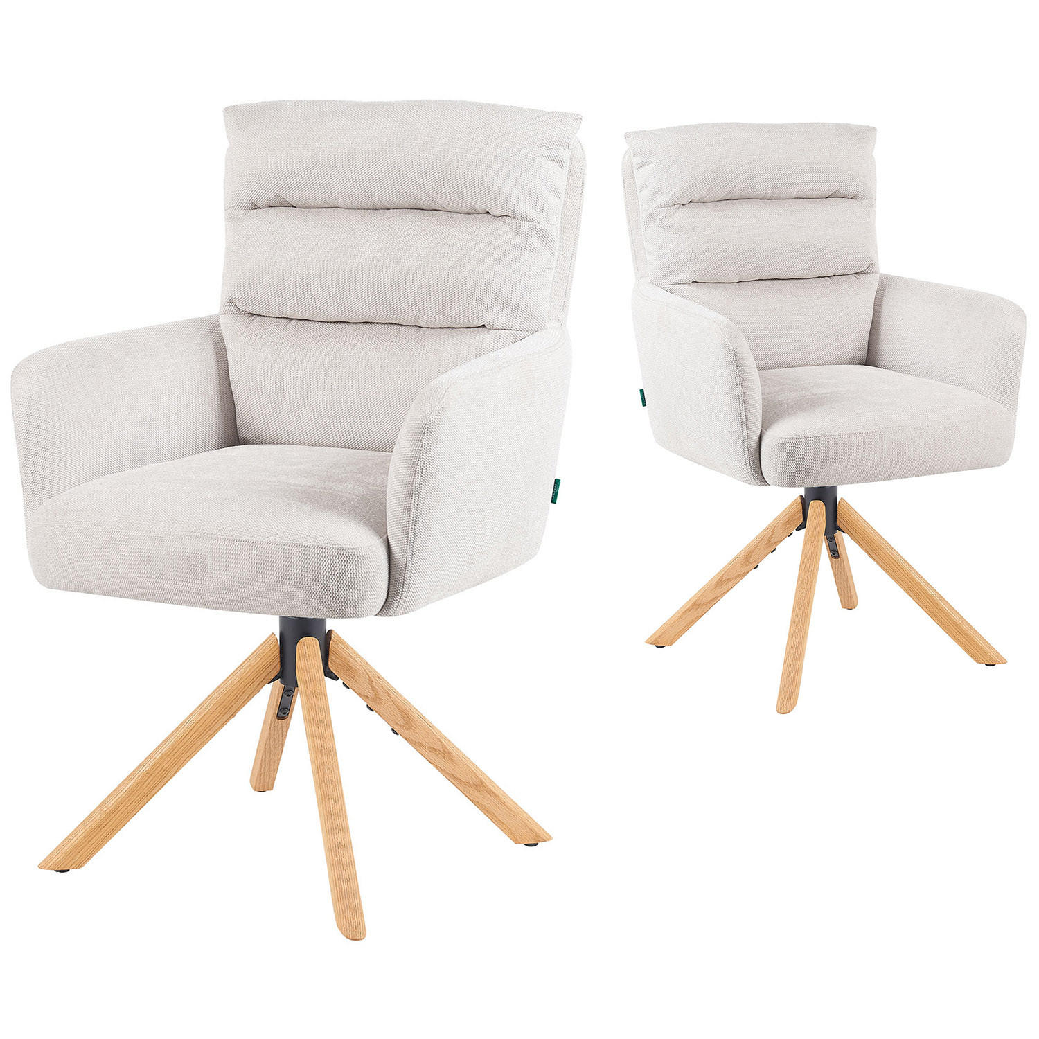 ARMLEHNSTUHL Mika-Jule - Honigeiche/Creme, Eichenholz/Holz (59/94/66cm) - DUBI Möbel