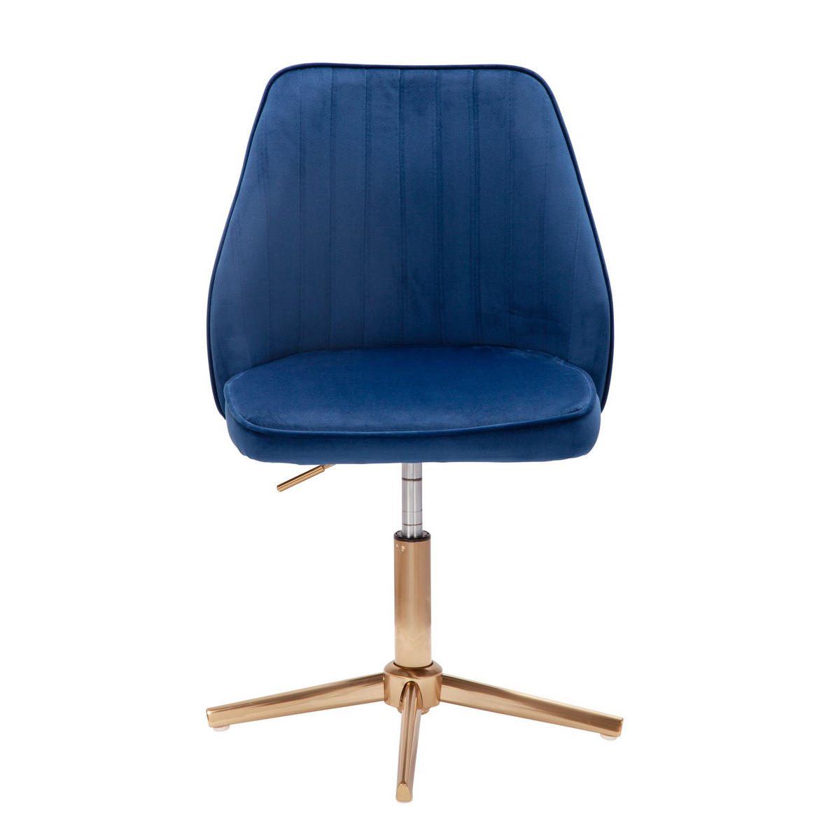 DREHSTUHL Samt mit Höhenverstellung, Eisenfuß und 360° Drehfunktion TANARO, Blau 60x60x100 cm - Blau/Goldfarben, Textil/Metall (60/100/60cm) - KADIMA DESIGN