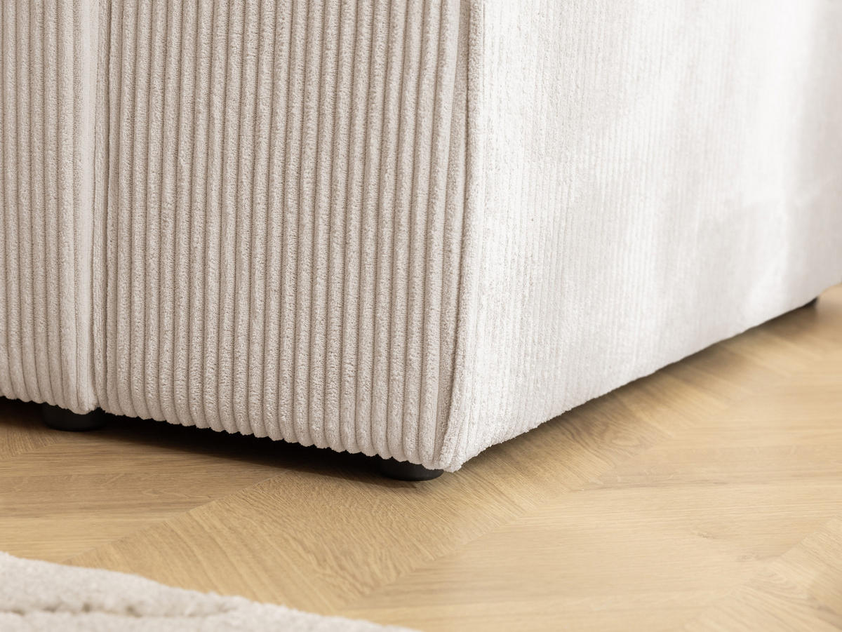 ECKSOFA Rivio mit Schlaffunktion und Bettkasten, Cordstoff Beige - Beige/Schwarz, Holz/Kunststoff (149/262cm) - S-Style