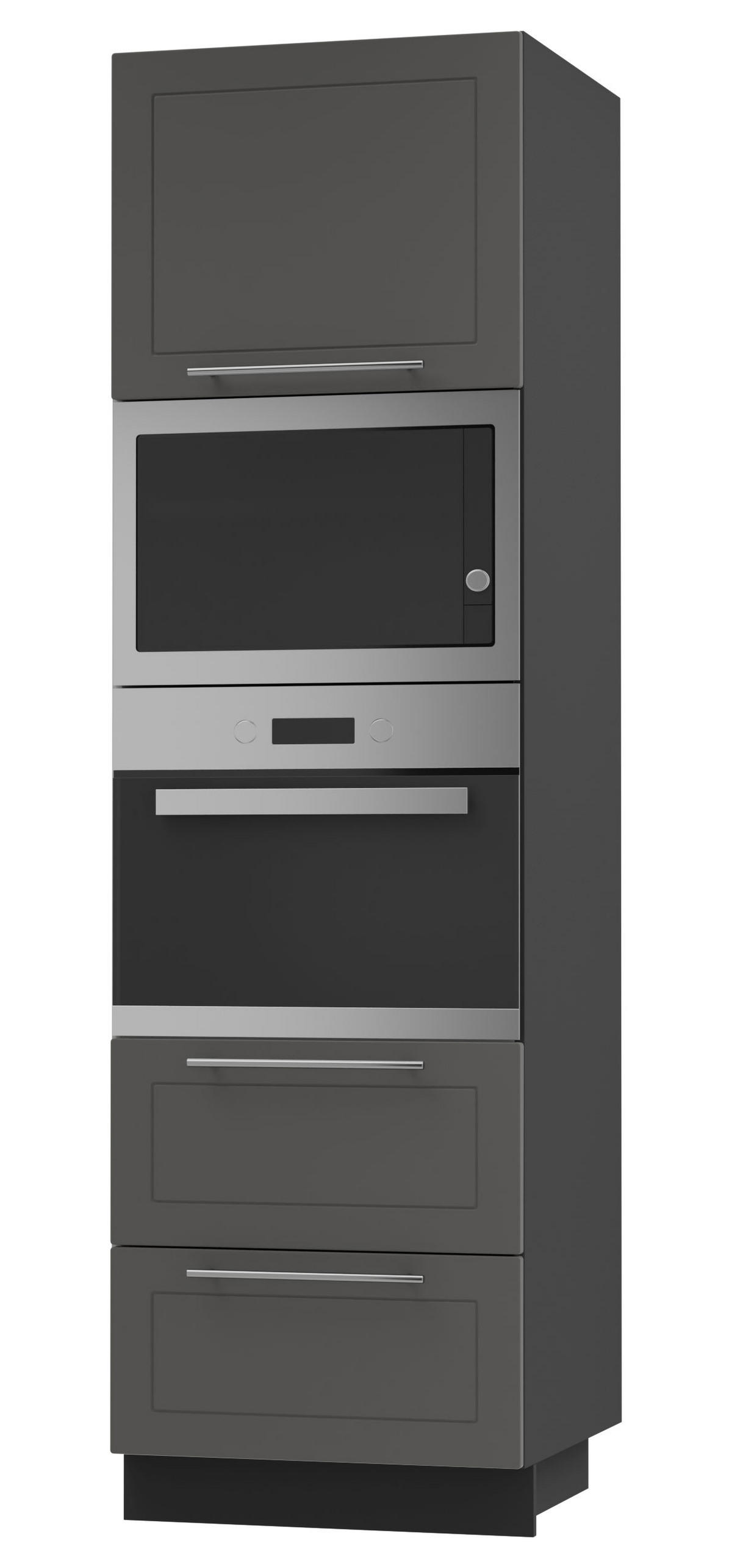 BACKOFEN-HOCHSCHRANK Kvantum D14/RU/2M/284 Graphit Matt / Schwarz Matt 60 / 59 / 207cm - Schwarz/Graphitfarben, Holz/Holzwerkstoff (60/207/59cm) - Feldmann-Wohnen