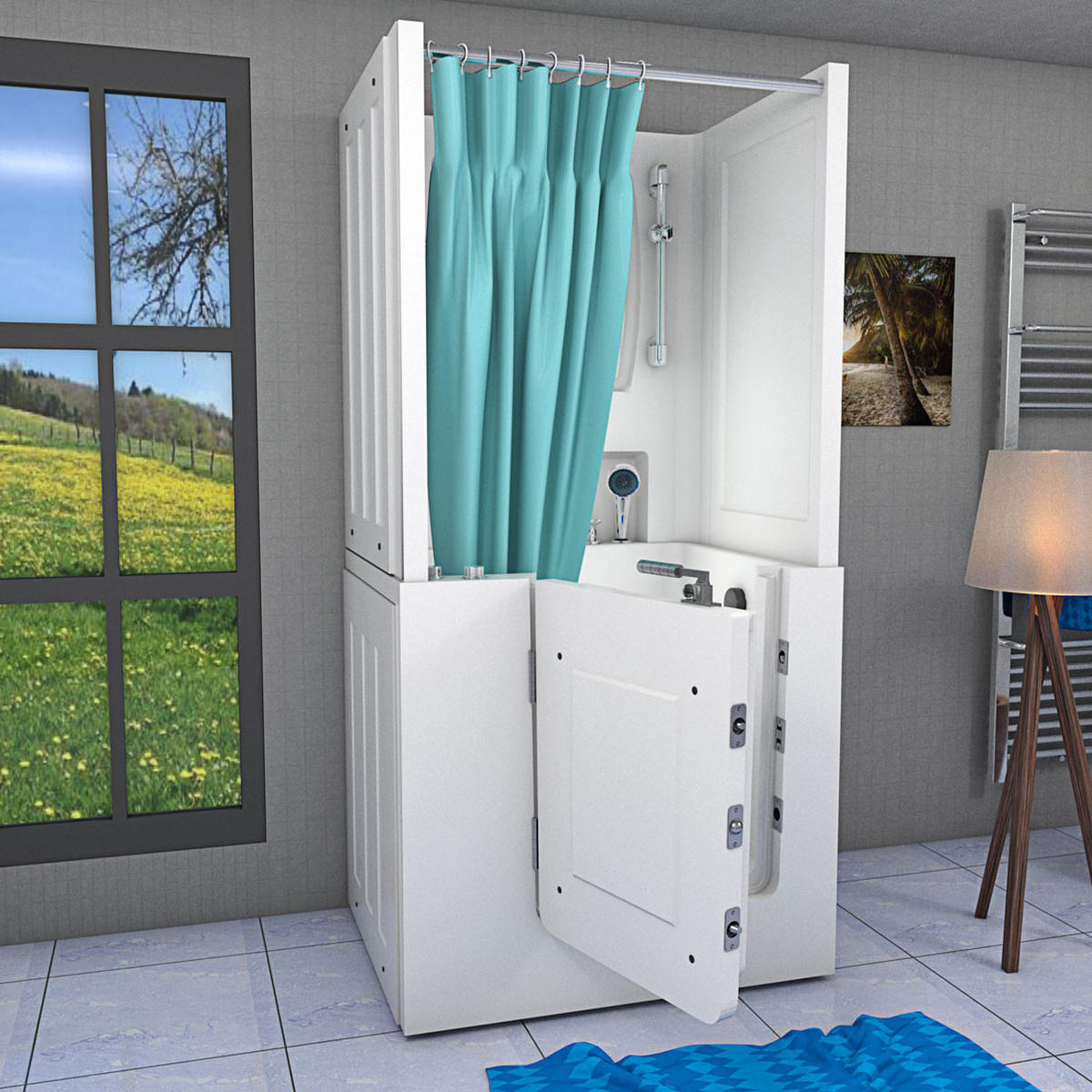 DUSCHE Whirlpool mit Tür S02D-WP-B-L - Weiß, Glas/Kunststoff (100/78/205cm) - AcquaVapore by Sandra Jentho