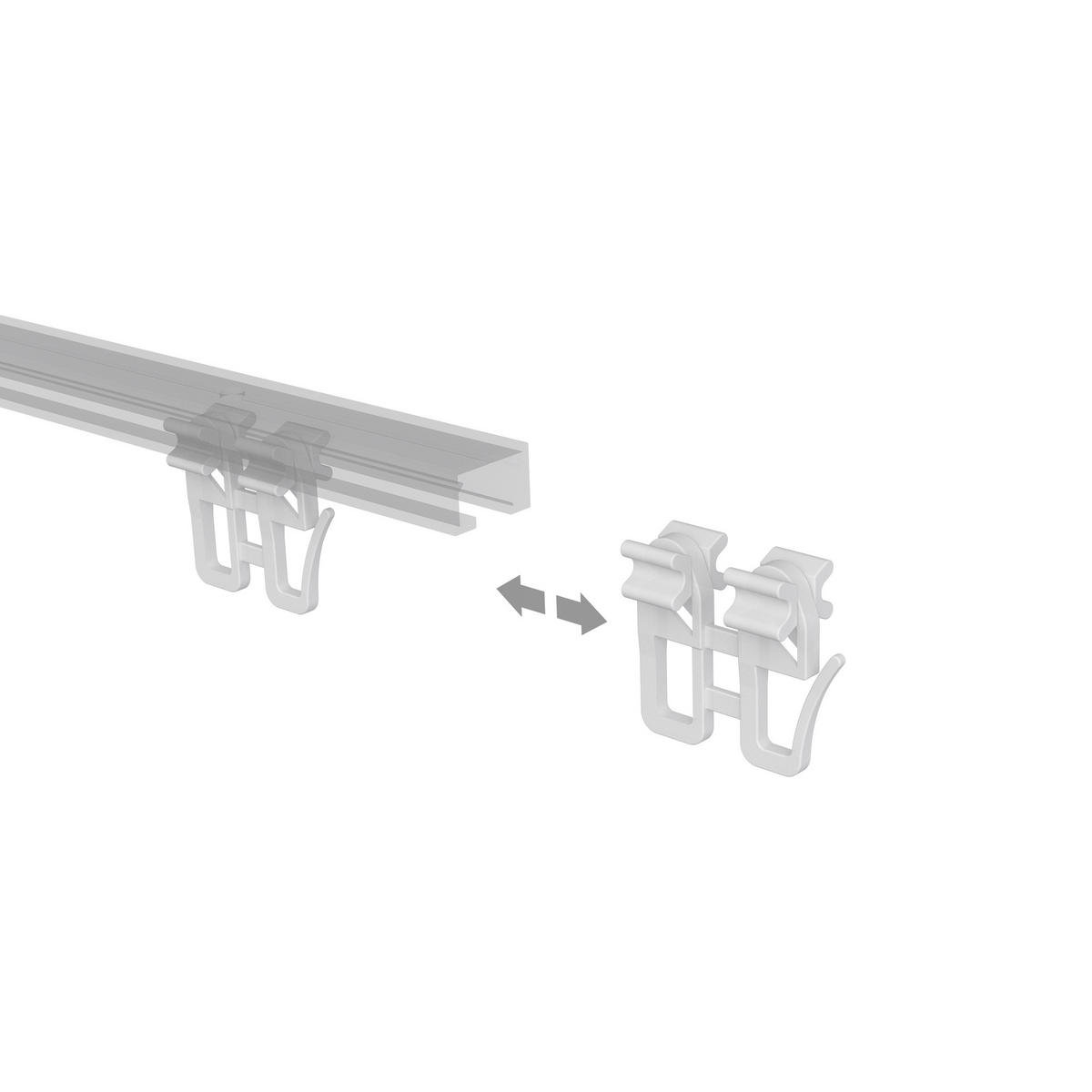SCHLEUDERWAGEN MIT FALTENGLEITER für Innenläufe / Gardinenschienen mit Nutbreite 5,4 bis 6 mm, Packung 4 Stück - Weiß, Kunststoff (2.4/2.7/1cm) - INTERDECO