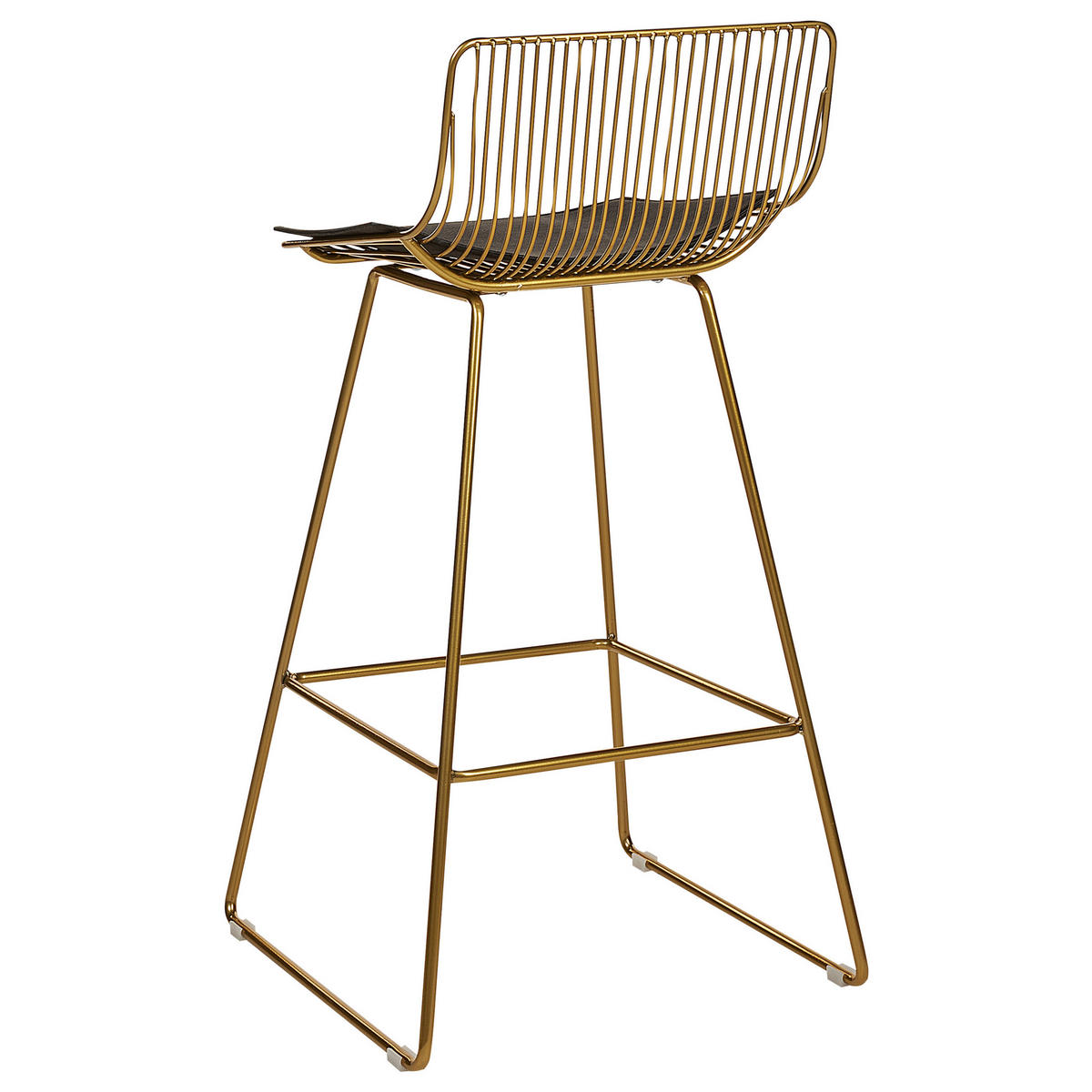 BARSTUHL 2er-Set Metall/Kunstleder gold Fredonia - Goldfarben/Schwarz, Metall (50/97/49cm) - Beliani