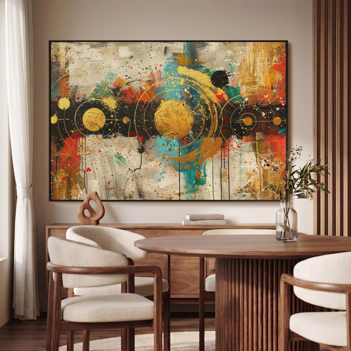 LEINWAND Bilder mit Rahmen - Abstrakt - Kunst - Gold - Modern - 150x100 - Multicolor, Textil (150/100cm) - MuchoWow
