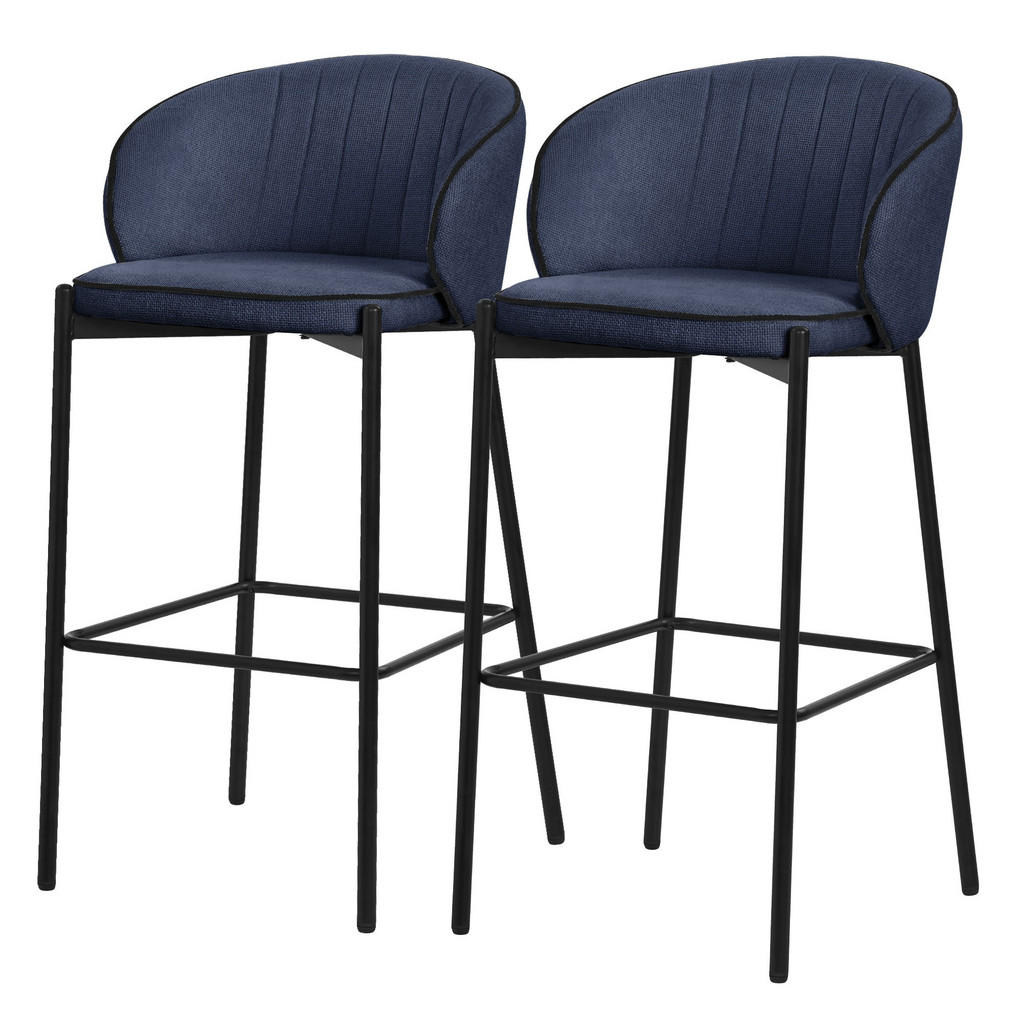 ML-DESIGN BARHOCKER 2ks sada tmavě modrá s látkovým potahem