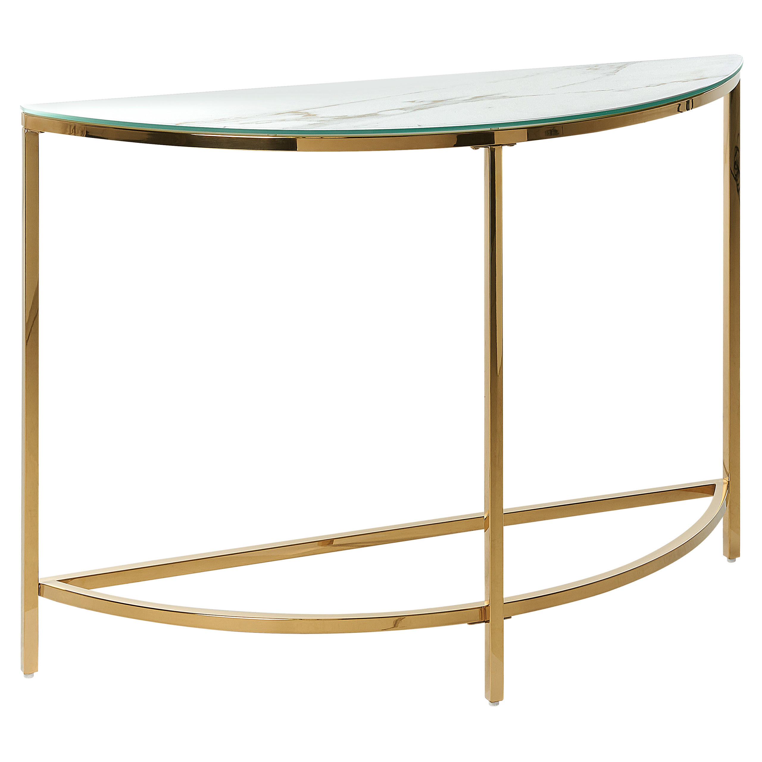 KONSOLENTISCH Marmor Optik weiß/gold Orita - Goldfarben/Weiß, Glas (36/111/78cm) - Beliani