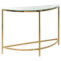 KONSOLENTISCH Marmor Optik weiß/gold Orita - Goldfarben/Weiß, Glas (36/111/78cm) - Beliani