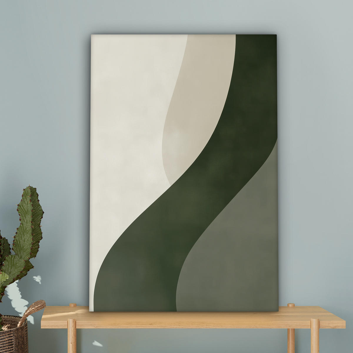 LEINWANDBILD Japandi - Grün - Abstrakt - Modern 40x60 cm - Salbeigrün, Textil (40/60cm) - MuchoWow