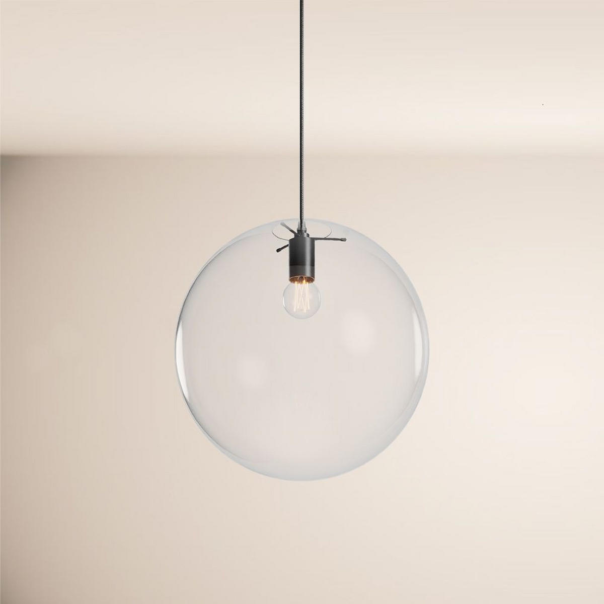 HÄNGELAMPE Orb 1.5m Abhängung Klar/Schwarz Ø 40cm - Klar, Glas (40/40/40cm) - s.luce