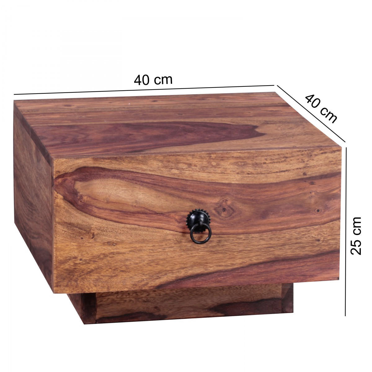 NACHTTISCH Massivholz Schublade Landhausstil Handgefertigt NAKO, Braun 40x40x25 cm - Braun, Holz/Metall (40/25/40cm) - KADIMA DESIGN