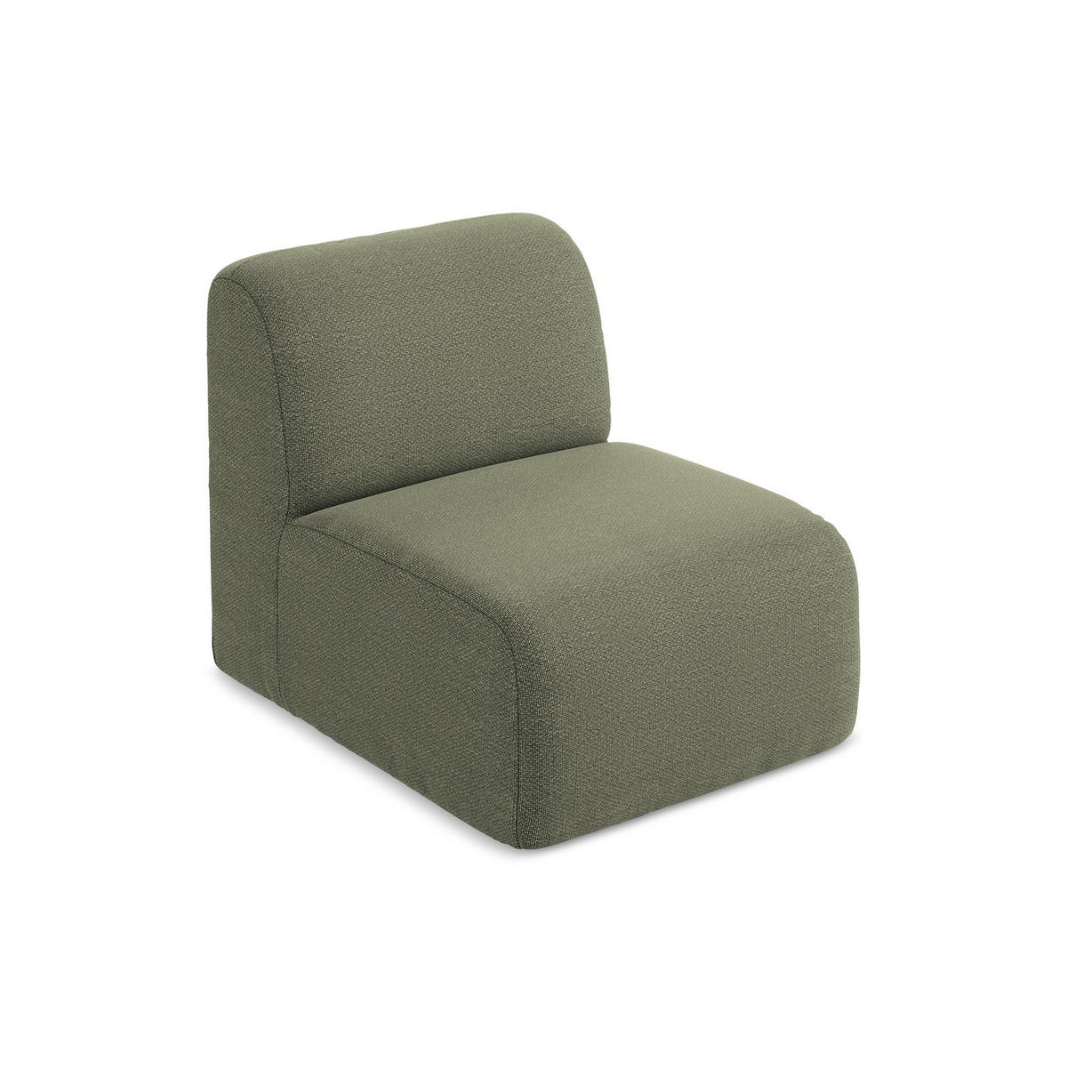 SOFAELEMENT Bouclé Stoff Grün - Schwarz/Olivgrün, Holzwerkstoff/Kunststoff (70/75/94cm) - LaMiaSofa
