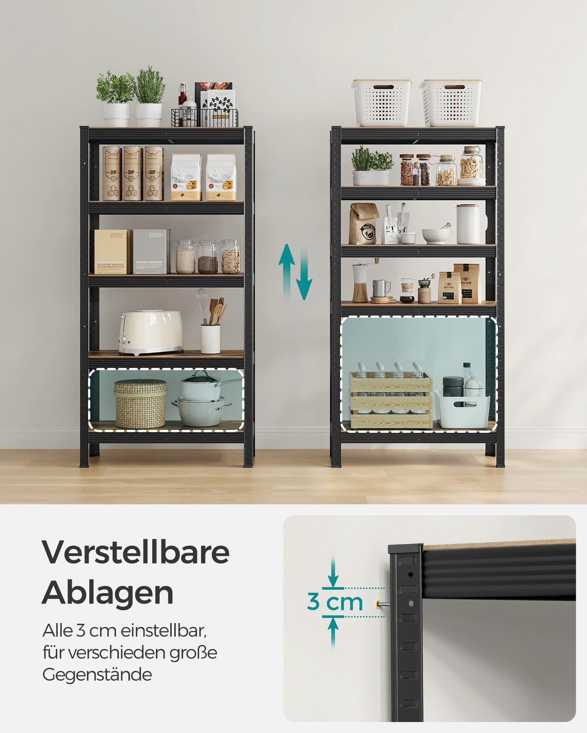 SCHWERLASTREGALE DELHI 2ER-SET - Braun, Metall (75/150/30cm) - Hansiro