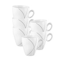 BECHER MIT HENKEL Trio Highline weiß-grau 0,3 l 6er Set - Weiß/Grau, Keramik (0.3L) - Seltmann Weiden
