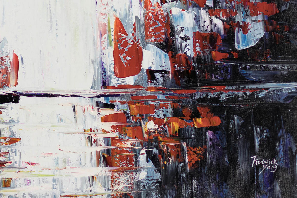 XXL ÖLGEMÄLDE Rot 200/100 cm - Rot/Weiß, Holz/Textil (200/100cm) - KUNSTLOFT