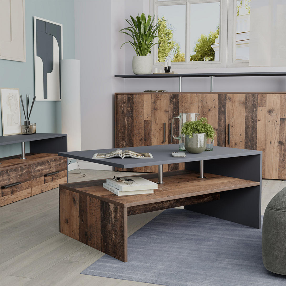 KONFERENČNÍ STŮL Amato Antracit - antracitová/hnědá, kompozitní dřevo (52.6/90/42.2cm) - Vicco