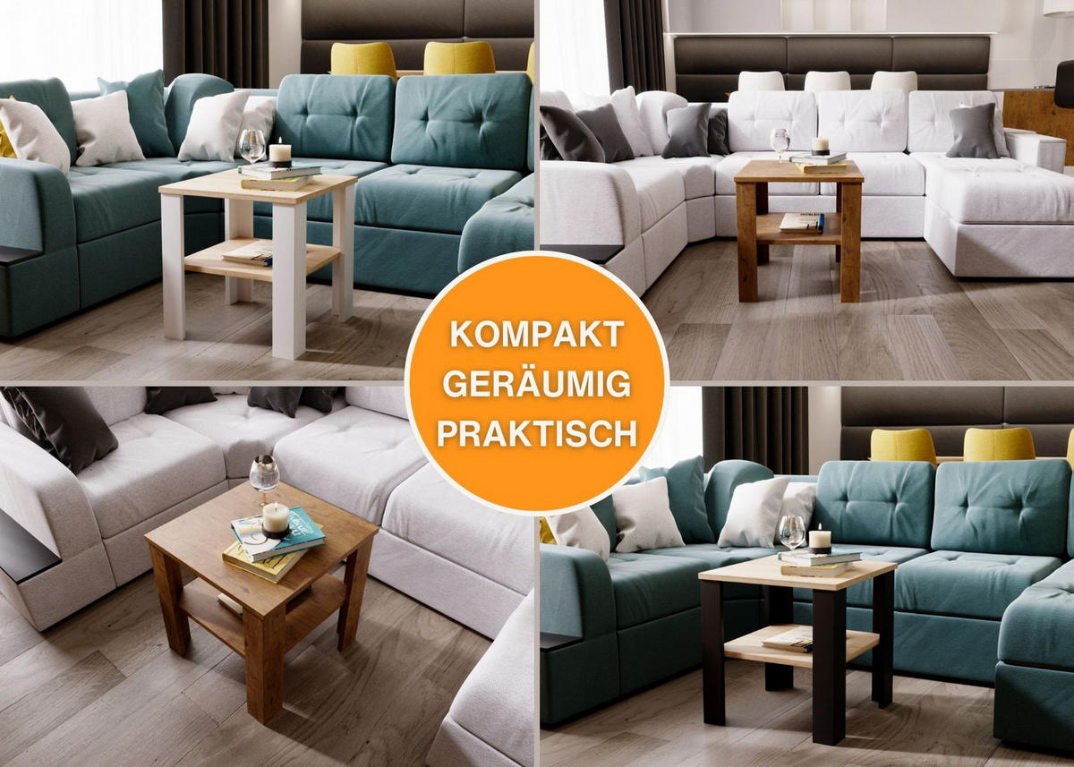 COUCHTISCH Lara53 53/47/53 - Weiß/Sonoma Eiche, Holzwerkstoff (53/53/47cm) - RAUMHIRSCH FURNITURE