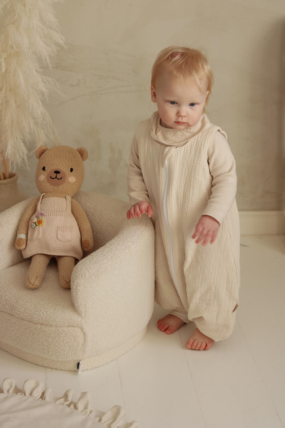 KINDERSESSEL Plüsch Teddy 41,5/36/45 cm - Beige, Kunststoff (36/45/41.5cm) - Atmosphera for kids