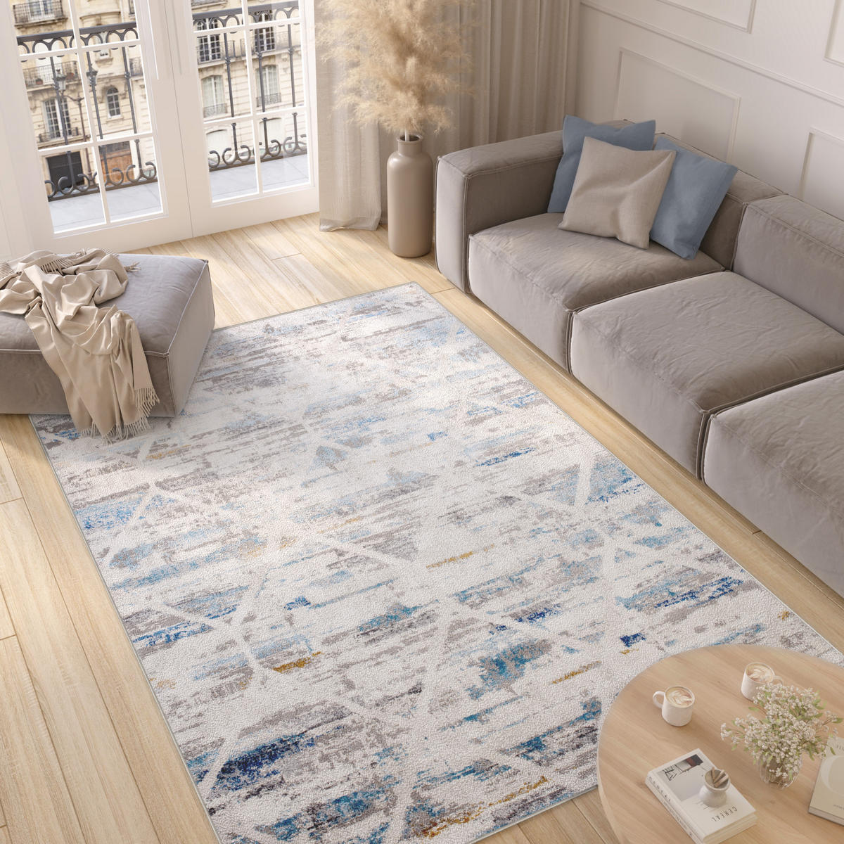 TEPPICH VALLEY Grau Blau 200/300 cm - Blau, Textil (200/300cm) - Tapiso