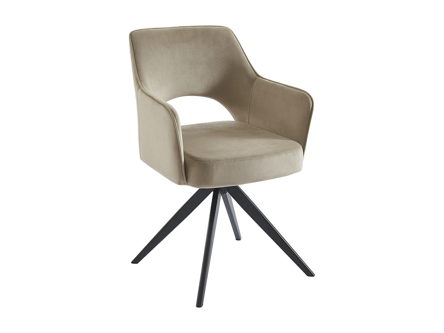 DREHSTUHL mit Armlehnen - Samt & schwarzes Metall - Beige - KONYA - Beige, Textil (59/84/58cm) - Vente-Unique