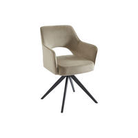 DREHSTUHL mit Armlehnen - Samt & schwarzes Metall - Beige - KONYA - Beige, Textil (59/84/58cm) - Vente-Unique