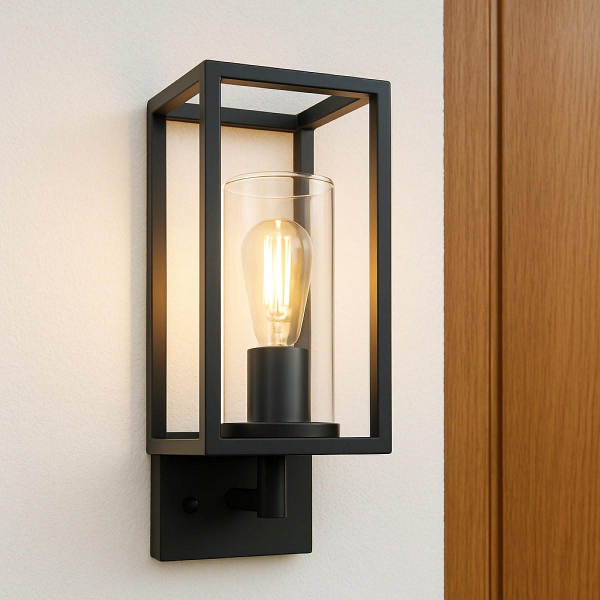 AUSSENWANDLEUCHTEE Schwarz E27 Klarer Diffusor IP54 - Schwarz, Metall (11/34/15.5cm) - CGC Europe