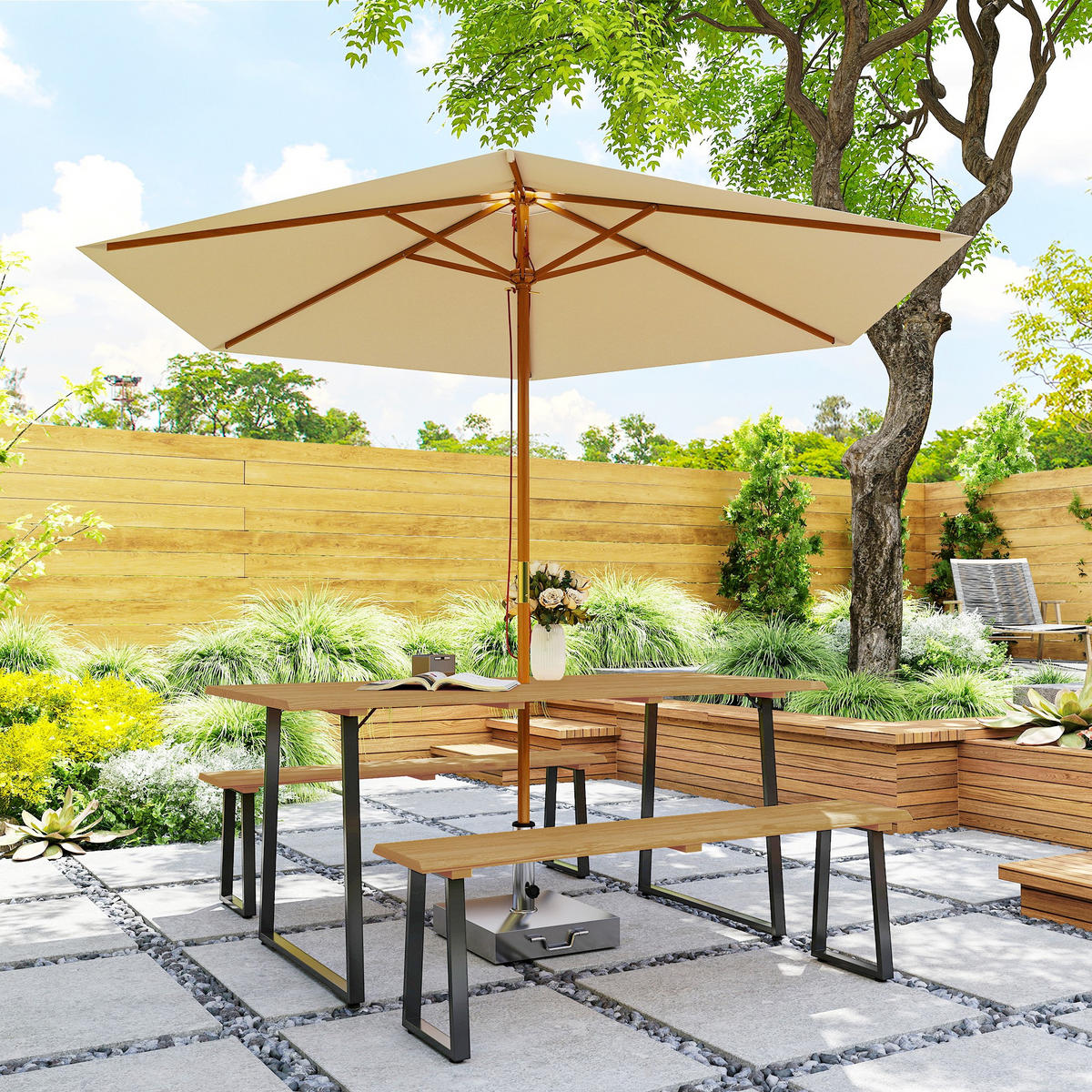 GARTENMÖBEL-SET Naturfarben 178.0/76.0/77.0cm - Naturfarben, Holz