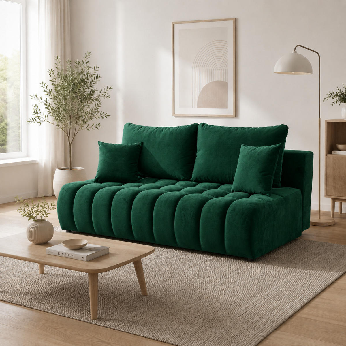 SOFA 200 cm in Grün - Grün, Textil (200/92/115cm) - Home Collective