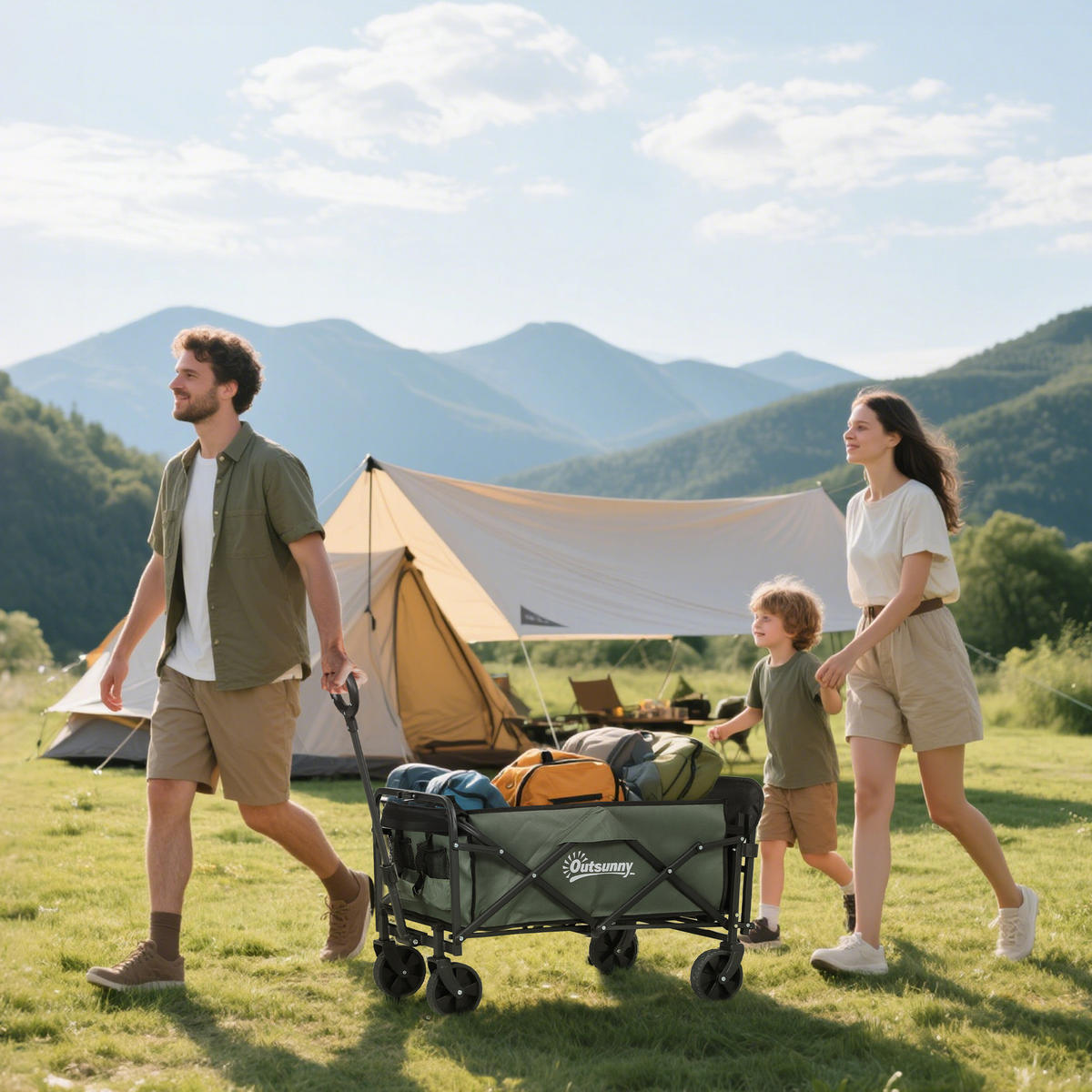 GARTENWAGEN DE-10465 klappbar, 72 L, 90 kg Grün - Grün, Metall (48/92/76cm) - ComfortXL