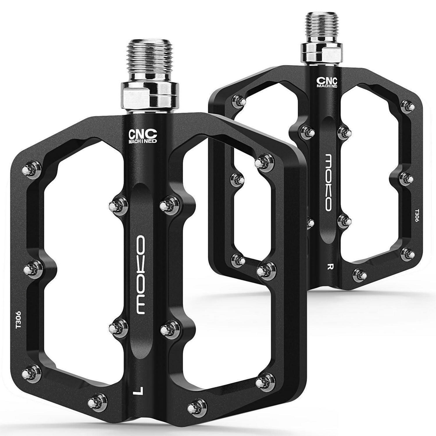 FAHRRADPEDALE MTB CNC-Aluminium Flachpedale Schwarz - Schwarz, Metall (98/10/125cm)