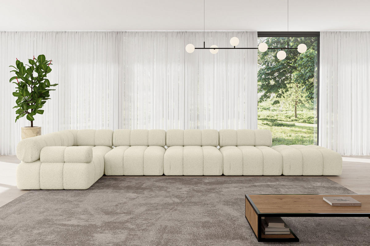 ECKSOFA modulares Sofa Felto-L3 - 475x190x70 cm Beige Bouclé - Beige, Holzwerkstoff/Textil (475/190cm) - ALTDECOR