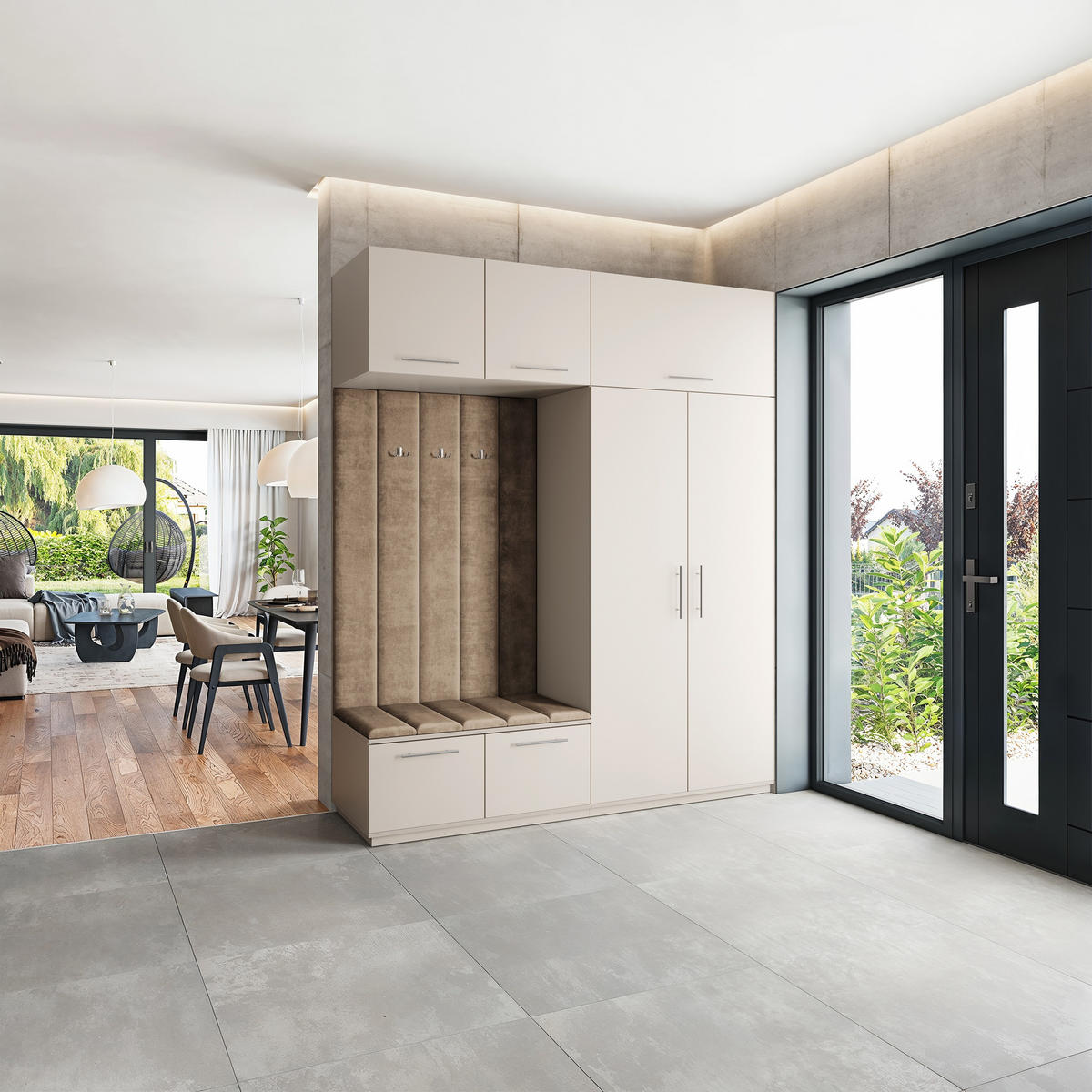 GARDEROBENSCHRANK REMA 200/240/60 cm Modern Garderobe-Set Kaschmir - Kaschmir/Beige, Holzwerkstoff (200/240/60cm) - MASSENO