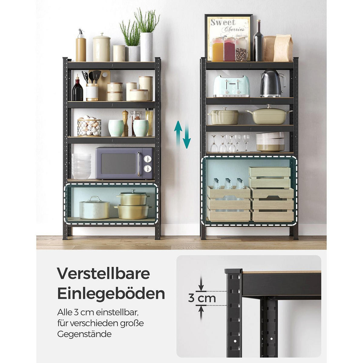 BÜCHERREGAL TEGUCIGALPA - Schwarz, Holzwerkstoff (75/150/30cm) - Hansiro