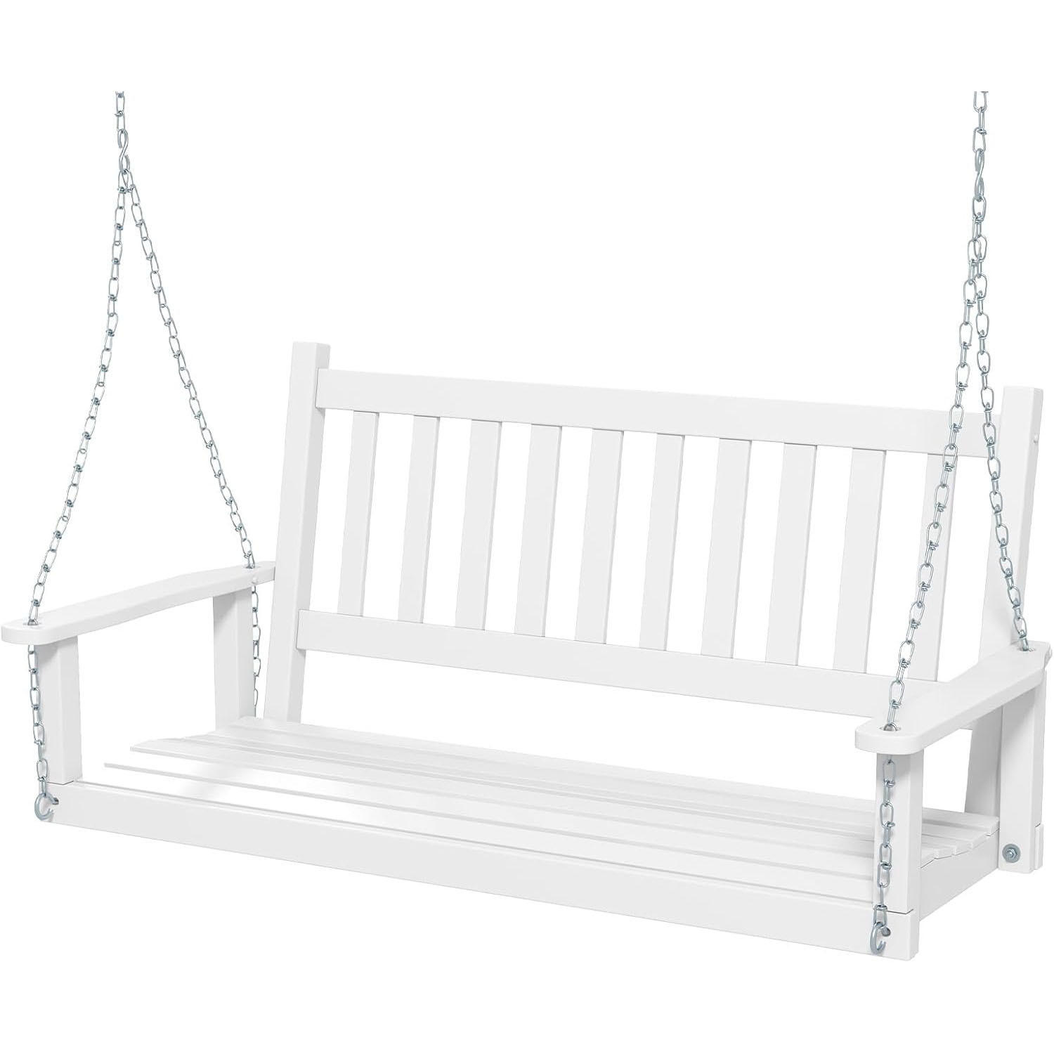HÄNGEBANK Weiß - Weiß, Holz (136/63/67cm) - COSTWAY