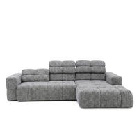 ECKSOFA TENDER Rechts mit Schlaffunktion und Verstellbare Kopfstützen, Chenille grau - Schwarz/Grau, Holz/Kunststoff (176/315cm) - Muffo