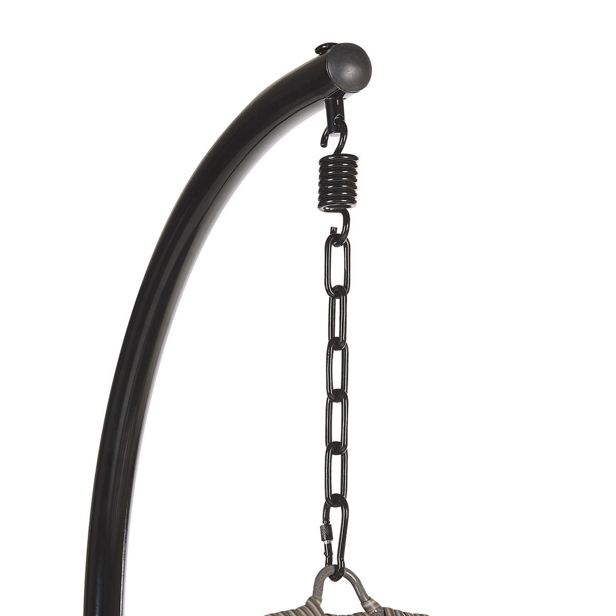 HÄNGESESSEL mit Gestell PE Rattan grau 97 cm Casoli - Grau, Kunststoff (97/199/97cm) - Beliani