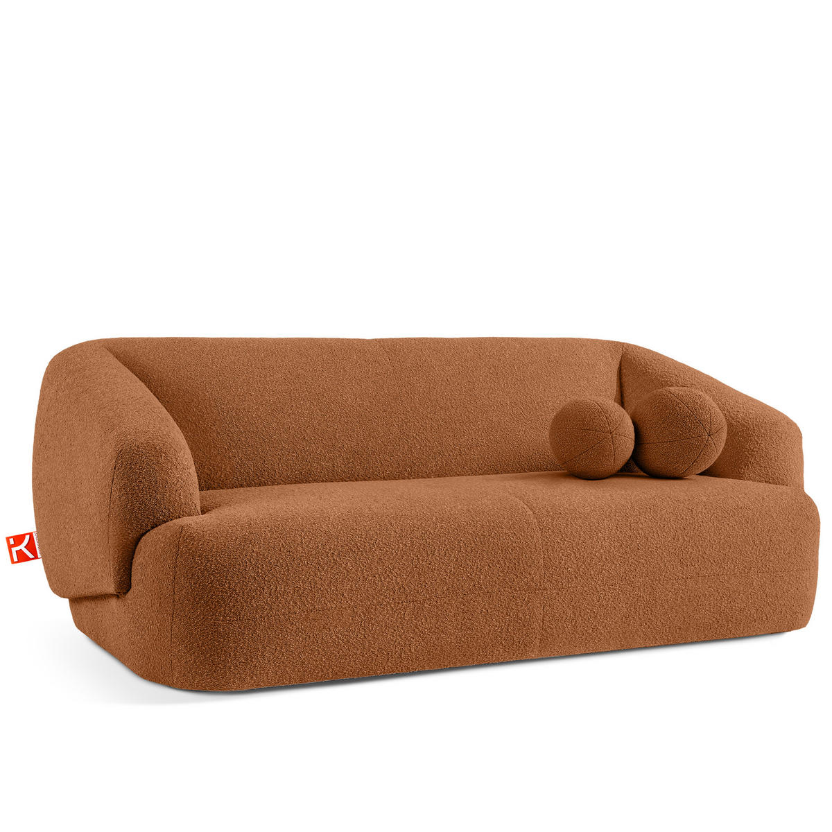 EINZELSOFA VIRA, Rost, Bouclé - Rotbraun/Schwarz, Holz/Holzwerkstoff (210/84/100cm) - KONSIMO®