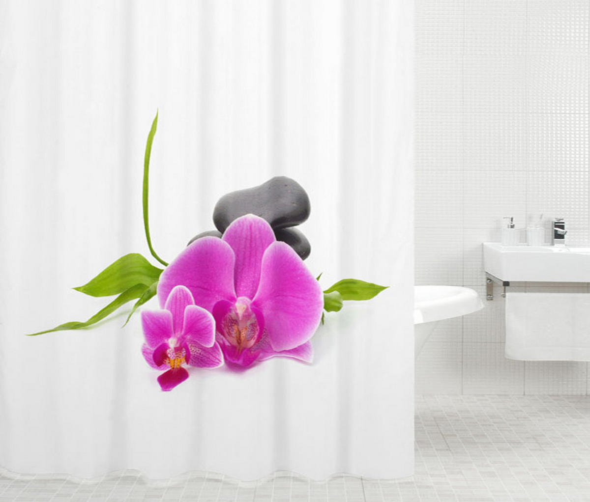 DUSCHVORHANG Wellness 180 x 200 cm - Violett, Textil (180/200cm) - Sanilo