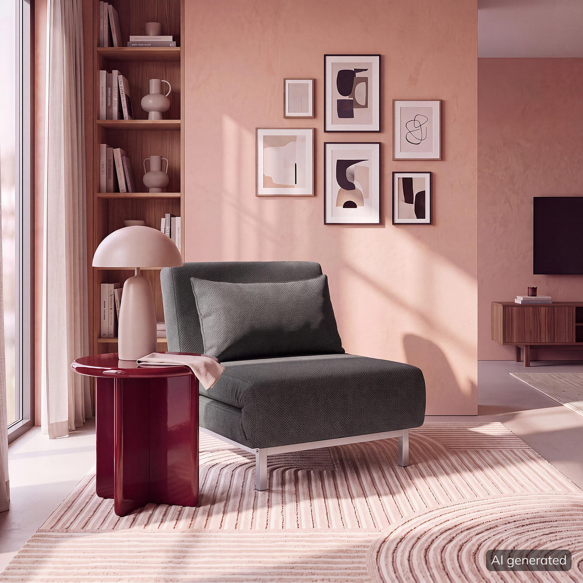 SCHLAFSESSEL - Anthrazit/Silberfarben, Textil/Metall (77/78/85cm) - home24