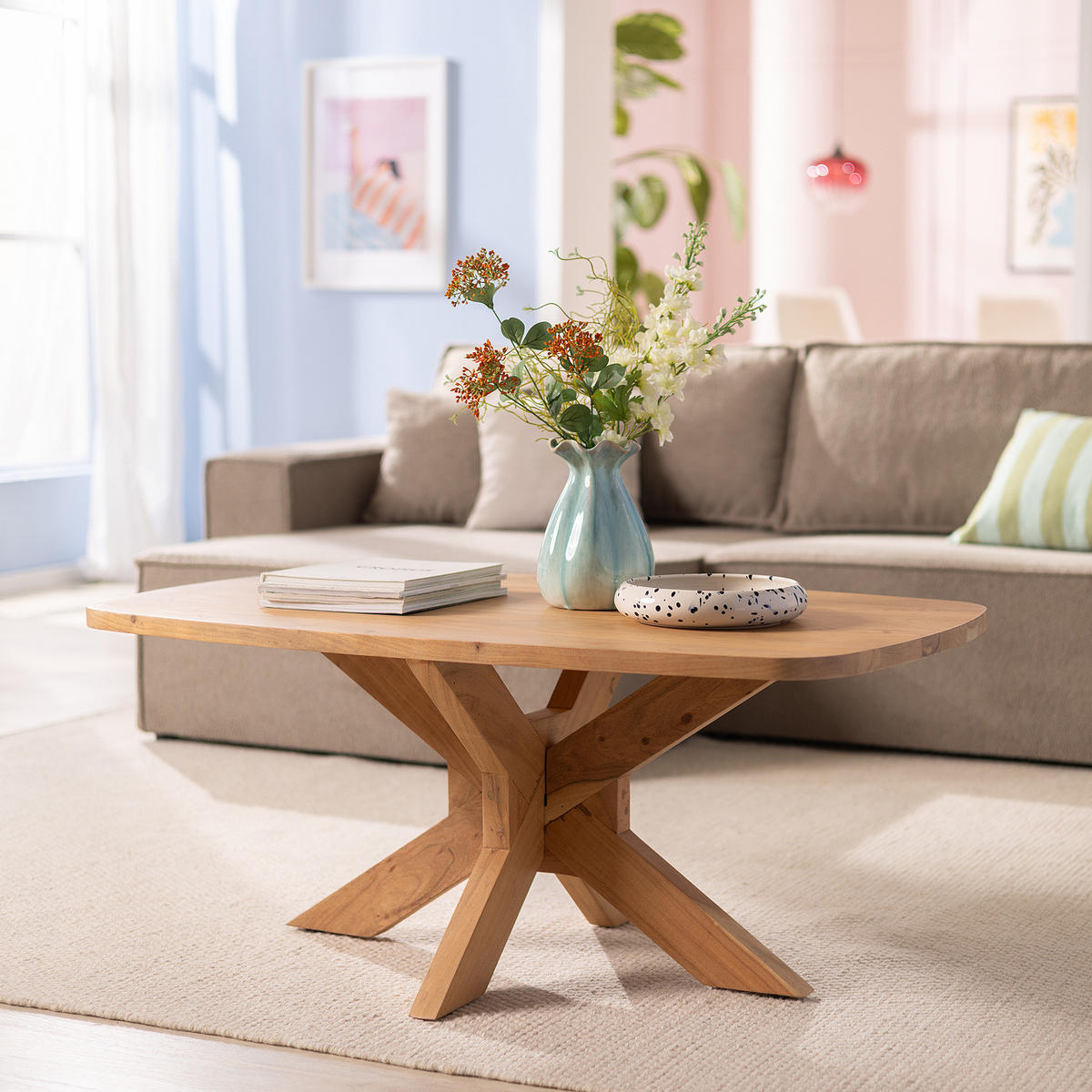 COUCHTISCH - Akazie massiv - 110 cm - Akaziefarben, Akazienholz/Holz (70/110/45cm) - home24