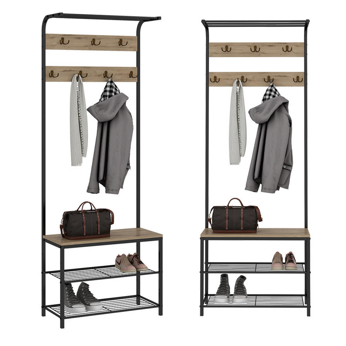 WANDGARDEROBE Fyrk Eiche 70 x 190 cm - Eichefarben/Schwarz, Holzwerkstoff (70/190/30cm) - Vicco