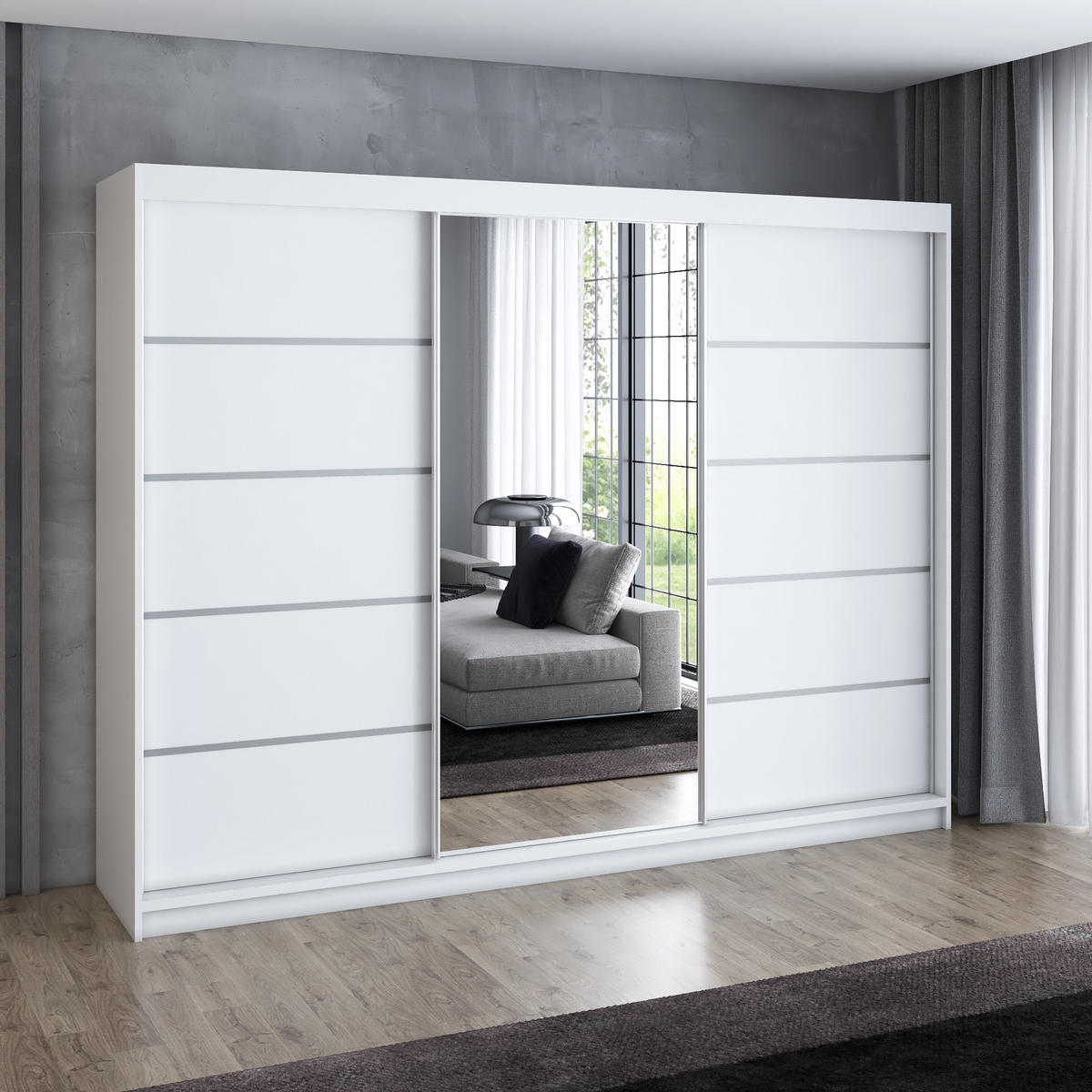 SCHWEBETÜRENSCHRANK 200 cm VILANO 1 Farbe: Weiß - Weiß, Holzwerkstoff (200/215/59.5cm) - A&J MöbelLand